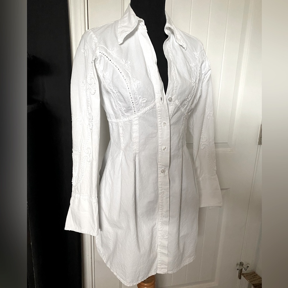 White Tunics Button Down Blouse - image 1